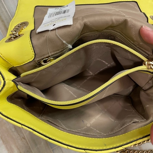 Michael Kors 35SOGP6F2U Peyton Medium Shoulder Flap Vegan Faux Sunshine - Picture 9 of 16